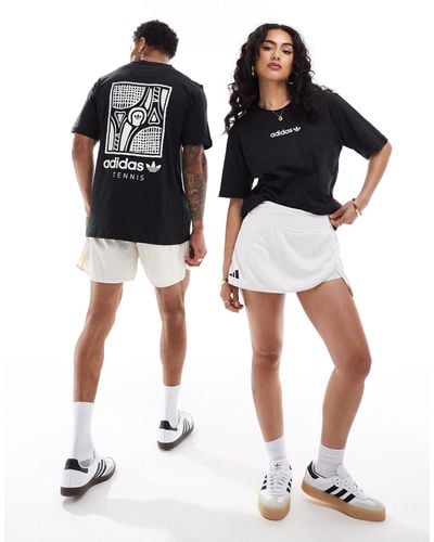 adidas Originals Tennis Unisex Graphic T-shirt With Back Print - Black