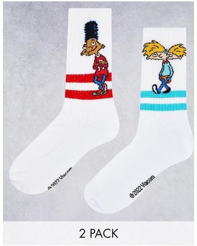 ASOS Hey Arnold Stripe 2 Pack Sports Sock - White