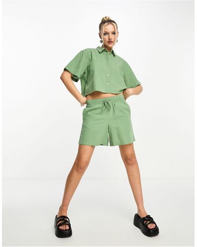JJXX Linen Shorts Co-ord - Green