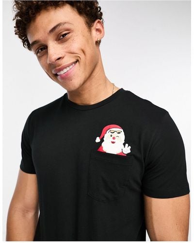 Jack & Jones Originals Christmas T-shirt With Pocket - Black