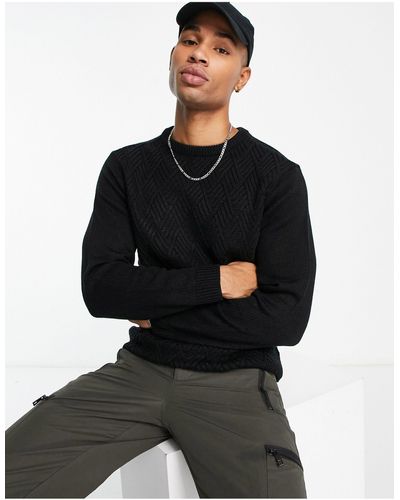 Another Influence Textured Knit Jumper - Black