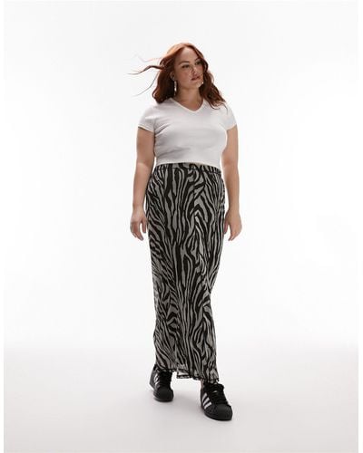 TOPSHOP Curve Jersey Mesh Zebra Animal Print Maxi Skirt - White