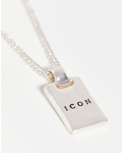 Icon Brand B Dog Tag Necklace - Metallic