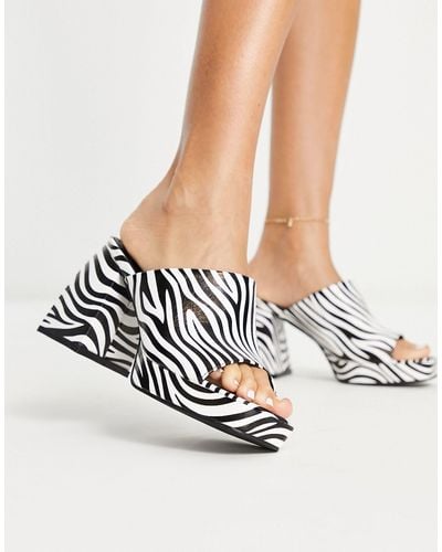 Glamorous Platform Heel Mule Sandals - White