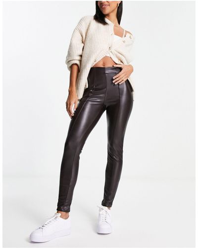 New Look Pantalon legging en similicuir - foncé - Blanc