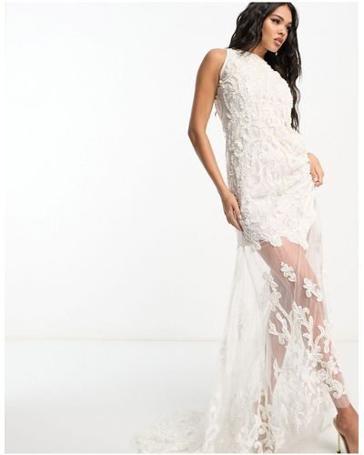 A Star Is Born Bridal Sheer Skirt Maxi Wedding Dress - White