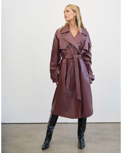 4th & Reckless Pu Trench Coat - Red
