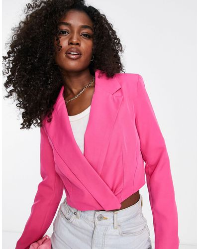 New Look – blazer mit kurzem schnitt - Pink