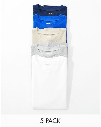 ASOS 5 Pack Relaxed Fit T-shirt - Blue