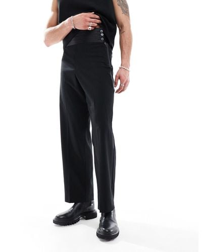 ASOS Wide Cummerbund Tuxedo Suit Trouser - Black
