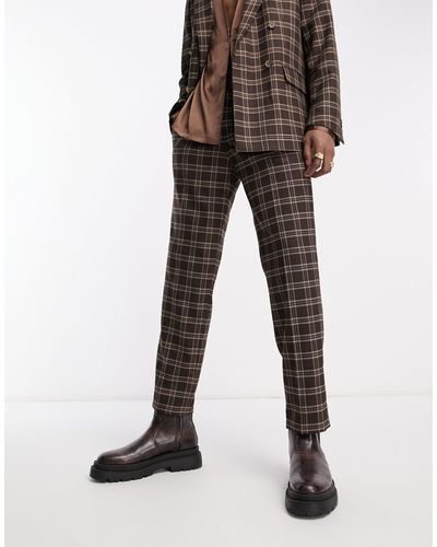 Viggo Thierry Check Suit Trousers - Brown