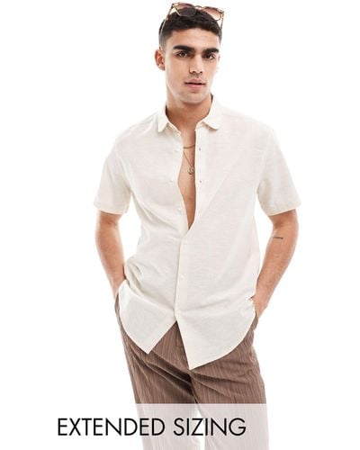 ASOS Smart Linen Shirt With Penny Collar - White