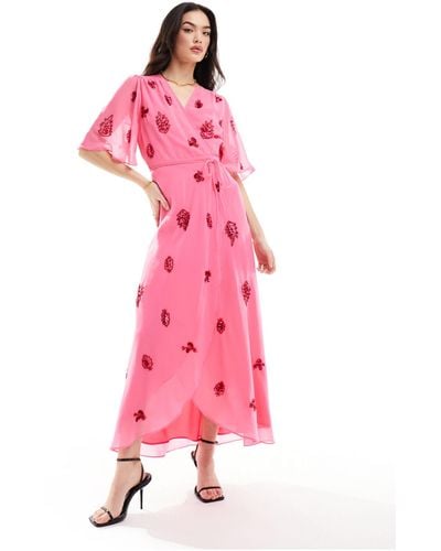 Hope & Ivy Wrap Maxi Dress - Pink