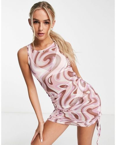 New Look Ruched Side Bodycon Beach Dress - Pink