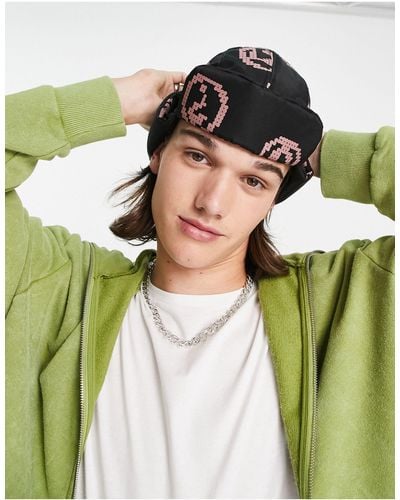 ASOS Reversible Trapper Hat With Pink Print - Green