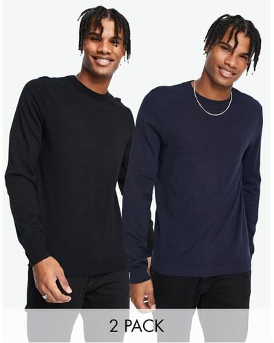 ASOS 2 Pack Knitted Cotton Jumper - Blue