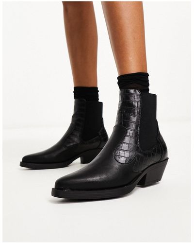 ONLY Bottines style santiags effet croco - Noir