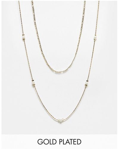 ALDO Confezione da 2 collane delicate placcate con perle sintetiche - Bianco