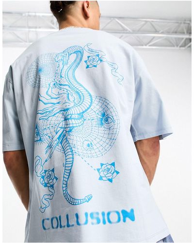 Collusion T-shirt Met Slangenprint En Korte Mouwen - Blauw