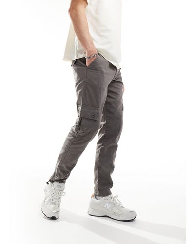ASOS Tapered Cargo Linen Trousers - Grey