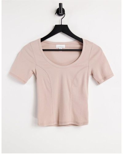 TOPSHOP Short Sleeve Scoop T-shirt - Pink