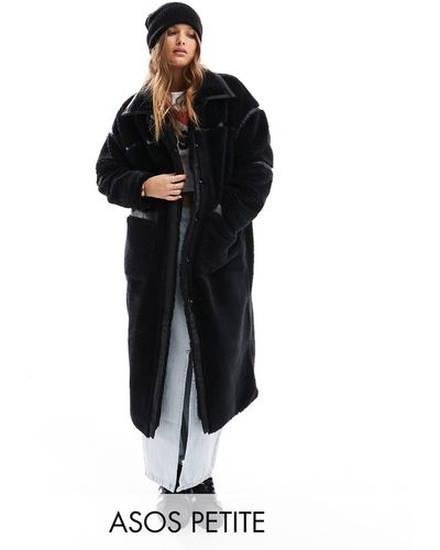 Abrigo largo negro acolchado con capucha de Only