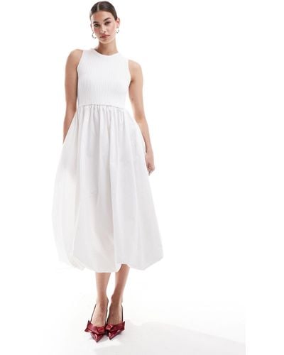Urban Revivo Bubble Hem Midi Dress - White