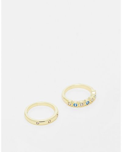 Pieces 18k Plated 2 Pack Rings With Gift Box - Natural