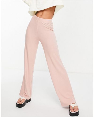 Pieces Matilde Highwaisted Wide Leg Knitted Trouser Co Ord - Pink