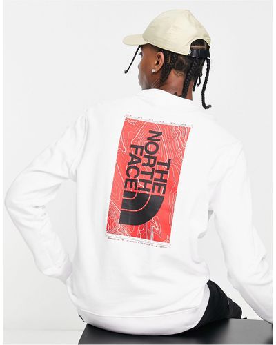The North Face Vertical Topographic - Sweatshirt Met Print Op - Wit