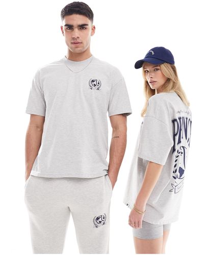 Prince T-shirt unisex mélange con stampa stile college - Bianco