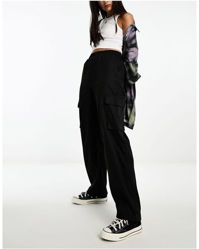 ONLY Wide Leg Cargo Trousers - Black