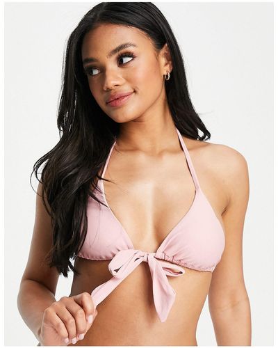 Missguided – bikinioberteil mit dickem bindedetail an der seite - Pink