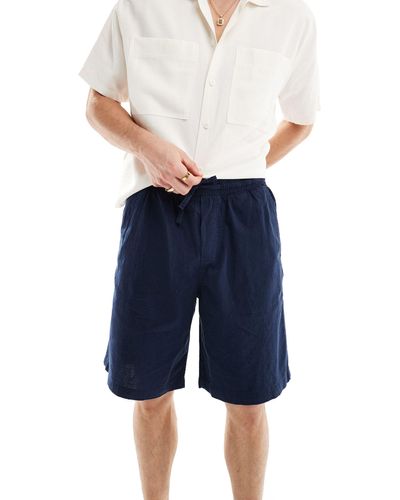 Jack & Jones – locker geschnittene leinen-shorts - Blau