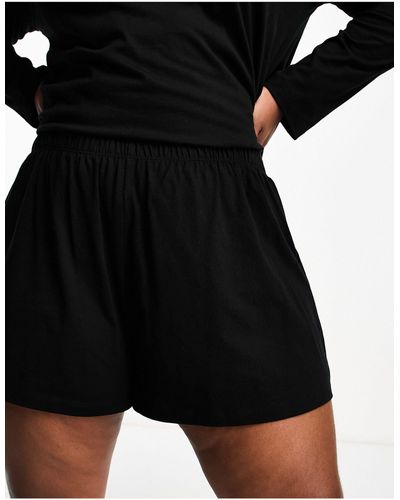 ASOS Asos Design Curve Mix & Match Cotton Pyjama Shorts - Black