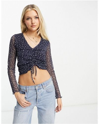 Hollister Knit Long Sleeve Middle Cinched Top - White