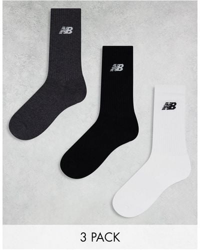 New Balance Logo Crew Socks 3 Pack - White
