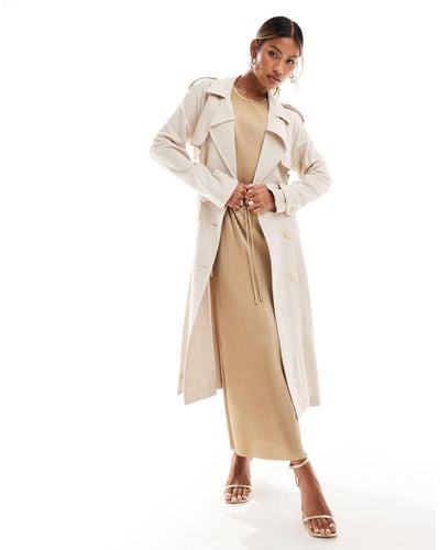 River Island Belted Trench Coat - Natural