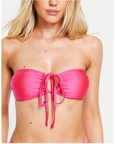 New Look Top bikini a fascia con spalline multiposizione - Rosa