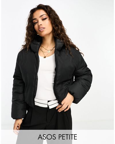 ASOS Asos design petite - veste matelassée courte à capuche - Noir