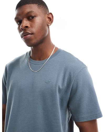 Hollister Icon Logo Textural Grid Relaxed Fit T-shirt - Blue