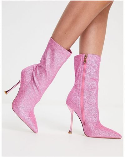 SIMMI Simmi London - Paolo - Sock Boots Met Glitter - Roze