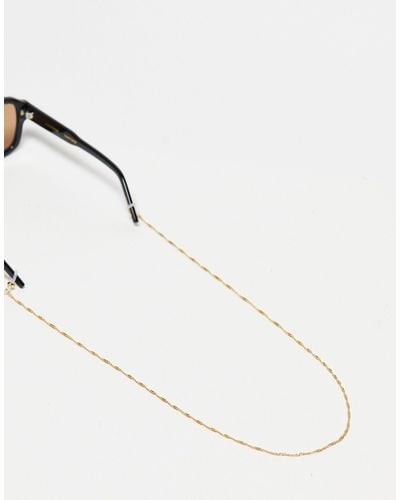 ASOS 14k Plated Sunglasses Chain With Twist Rope Design - Natural