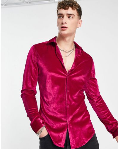 ASOS Skinny Fluwelen Overhemd - Rood