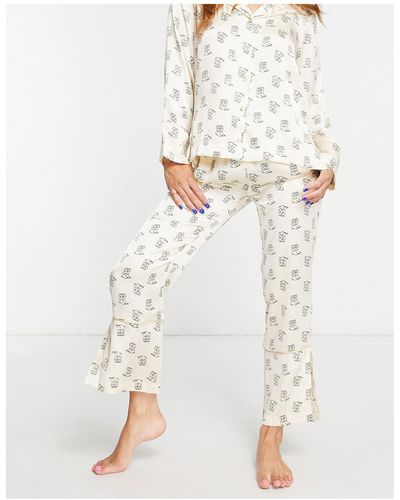 Wild Lovers Thelma Satin Wide Leg Crop Pajama Pants - White
