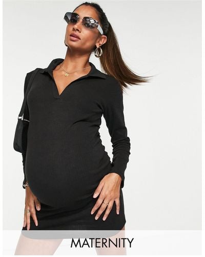 Missguided Collar Detail Jersey Mini Dress - Black