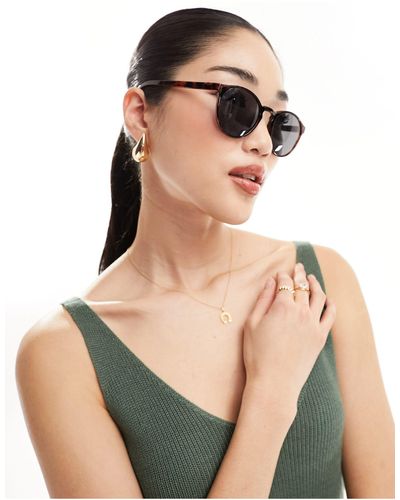 Weekday Spy - occhiali da sole unisex rotondi marroni - Marrone