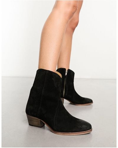 Free People New Frontier Suede Western Boots - Black