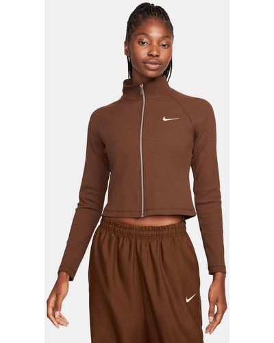 Nike Trend – geripptes oberteil - Braun