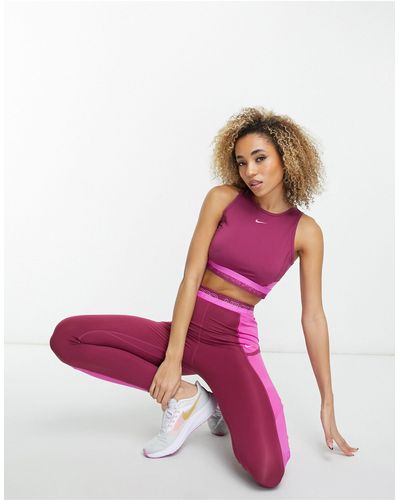 Nike – pro femme dri-fit – kurz geschnittenes tanktop - Pink
